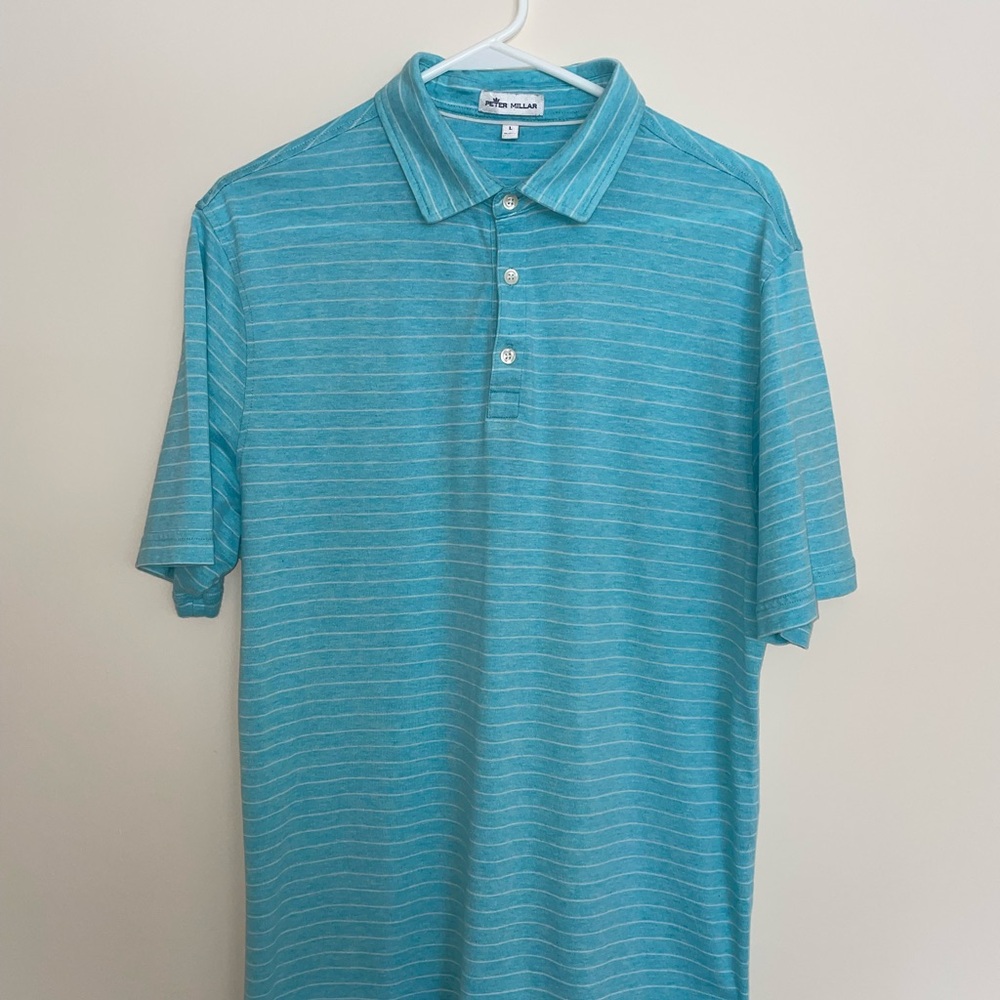 Peter Millar Men's Aqua Striped Polo